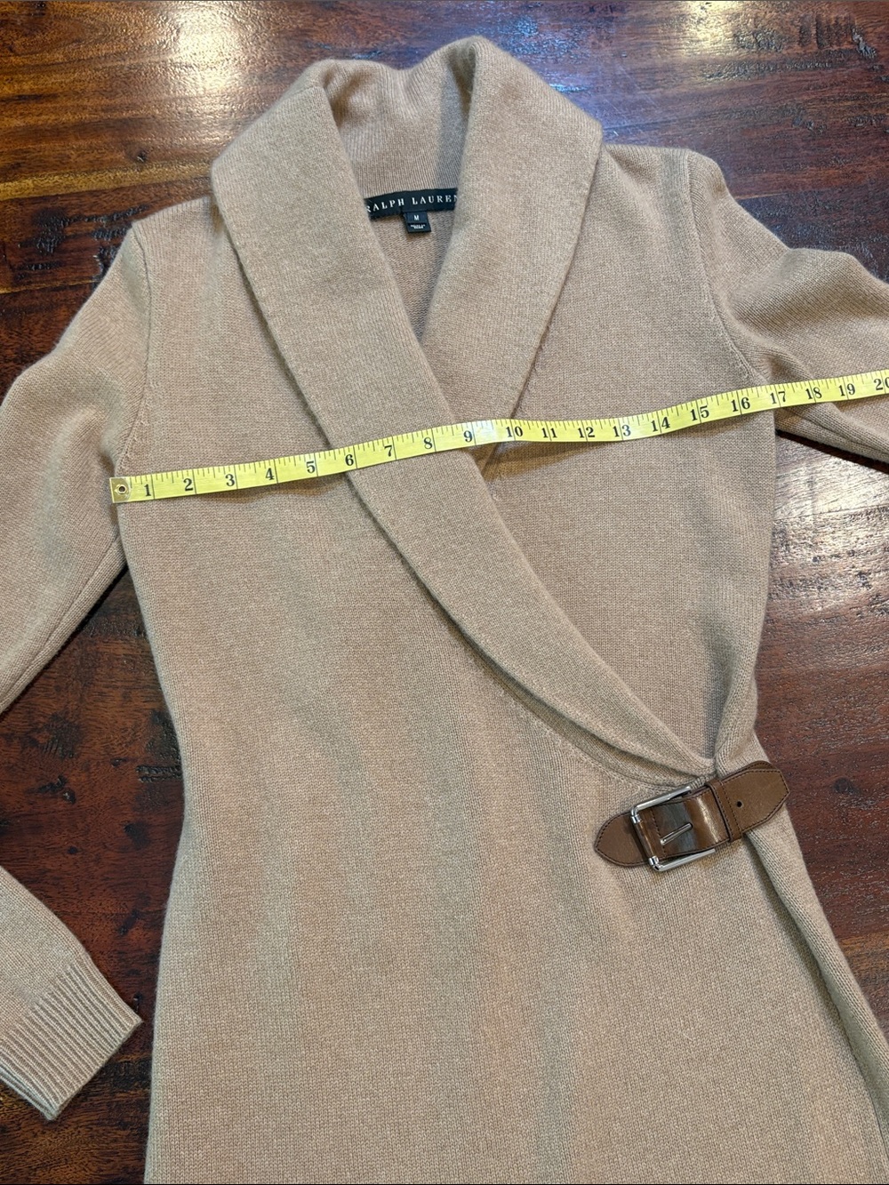 Ralph Lauren Camel Wrap-Style Long Sleeve Knit Dress - Picture 12 of 14